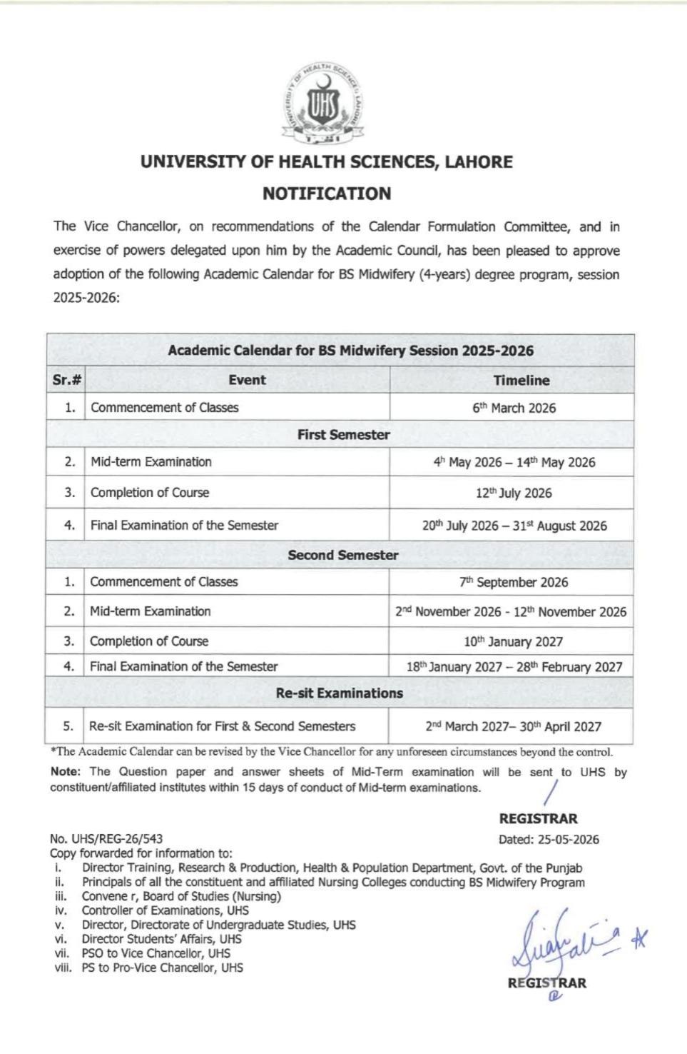 academic calendar